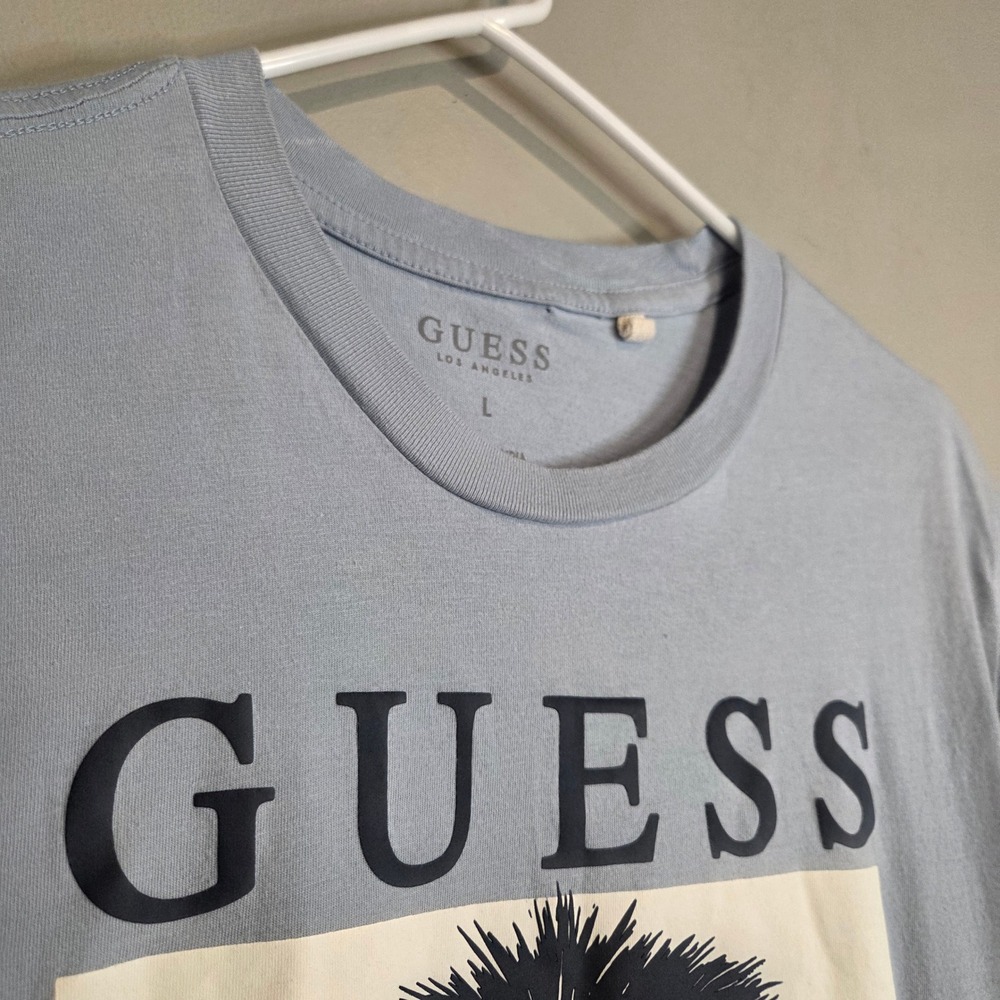 Guess Los Angeles Lion Graphic T Shirt Mens L Blue Short Sleeve Cotton Tee 1474 - Picture 1 of 6